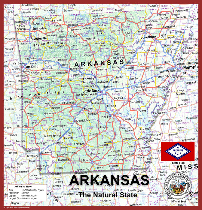 Arkansas Physical State Map
