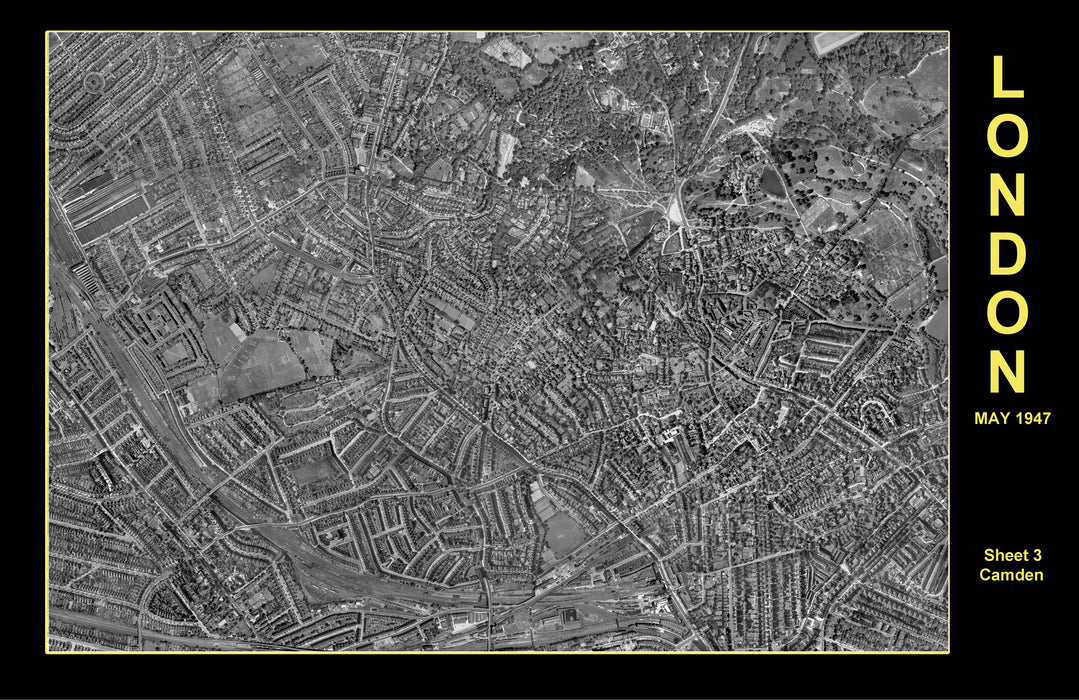 Post-War 1947 London Aerial Map - Camden
