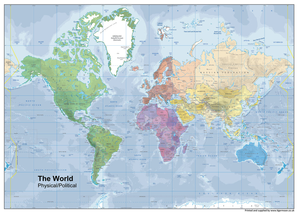 World Political / Physical Map | GeoAtlas
