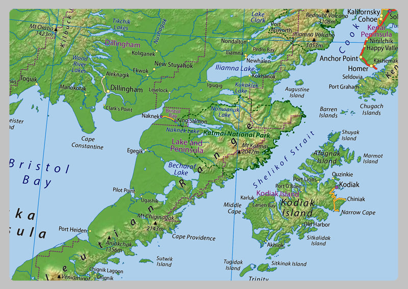 Alaska Physical State Map