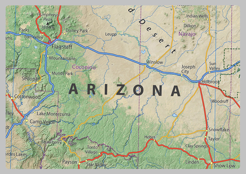 Arizona Physical State Map
