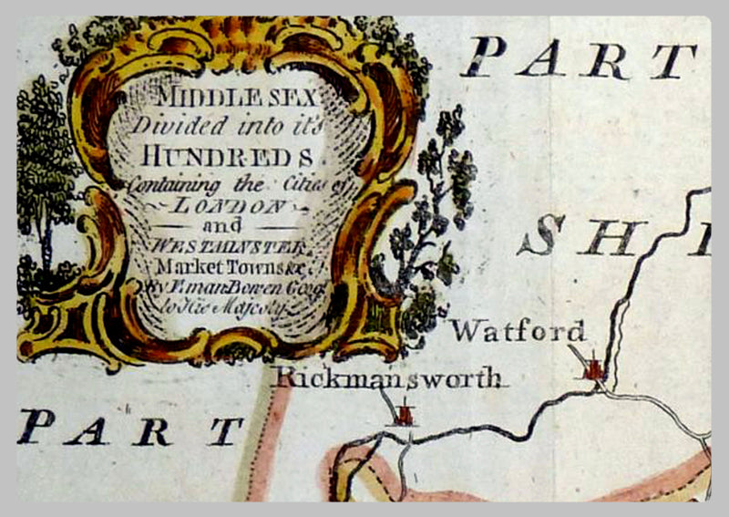 1757 - Map Of Middlesex by Emanuel Bowen