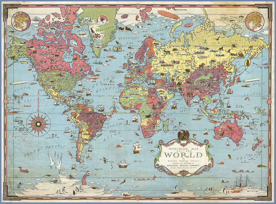 1931 - Mercator Map of the World by Ernest Dudley Chase