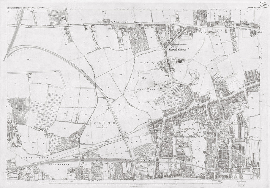 London 1872 Ordnance Survey Map - Sheet XI - Acton