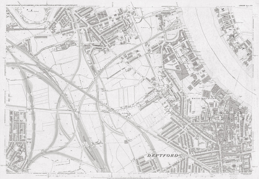 London 1872 Ordnance Survey Map - Sheet LVII - Deptford