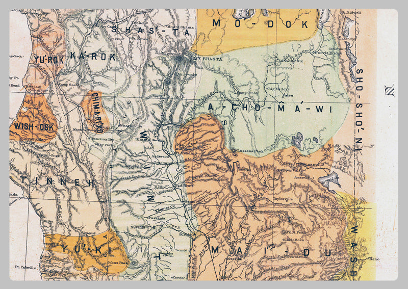 1877 - Distribution of the Indian Tribes of California Map by J.W. Powell