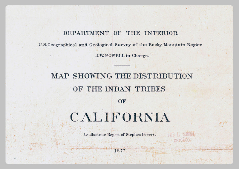 1877 - Distribution of the Indian Tribes of California Map by J.W. Powell