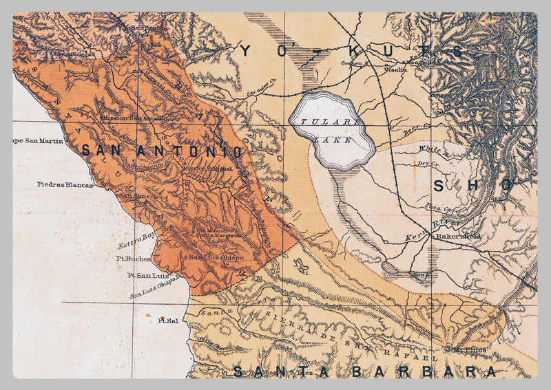 1877 - Distribution of the Indian Tribes of California Map by J.W. Powell