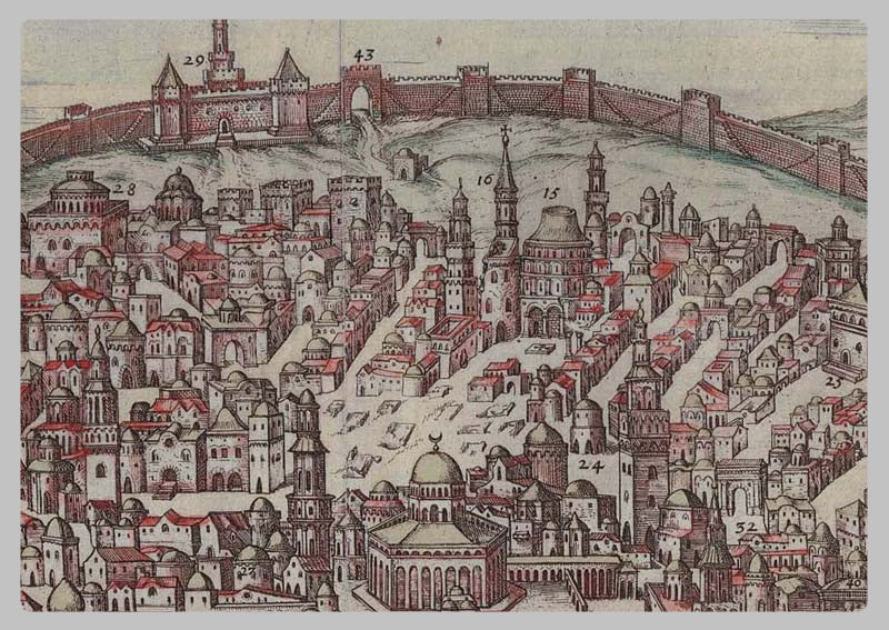 1582 - Map of Jerusalem by Georg Braun and Frans Hogenberg