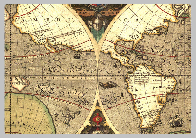 1595 - World Map of Sir Francis Drake's Voyage