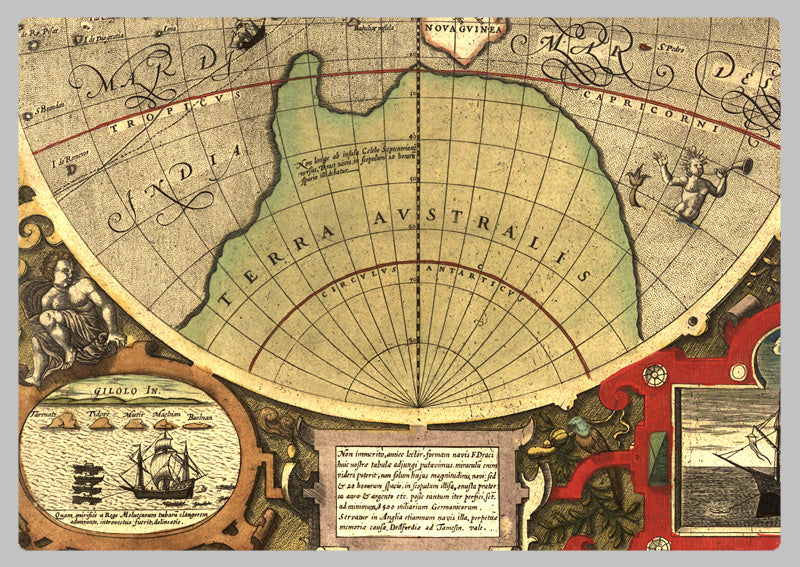 1595 - World Map of Sir Francis Drake's Voyage