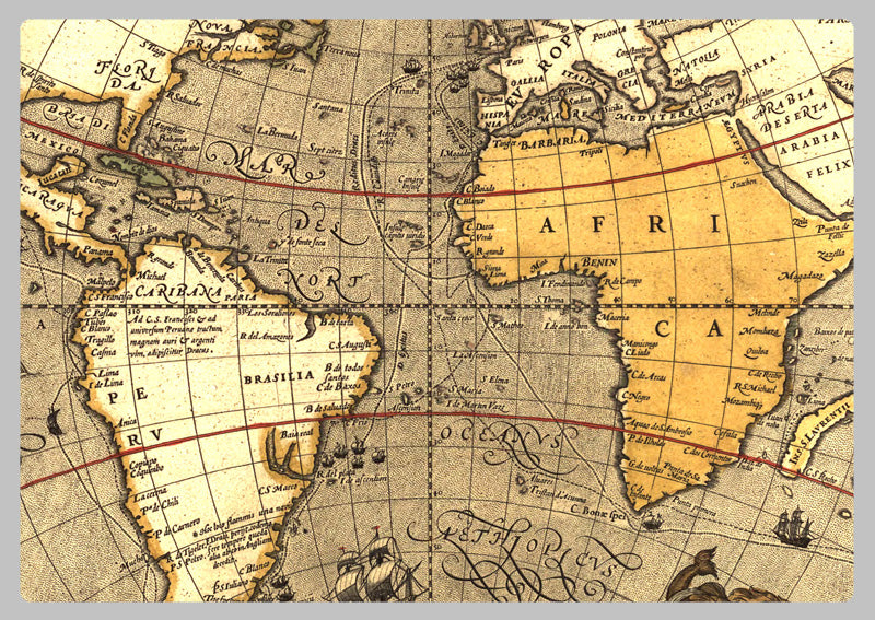 1595 - World Map of Sir Francis Drake's Voyage