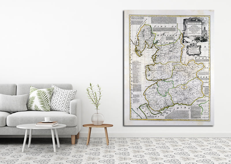 1749 - Map Of Lancashire by Emanuel Bowen