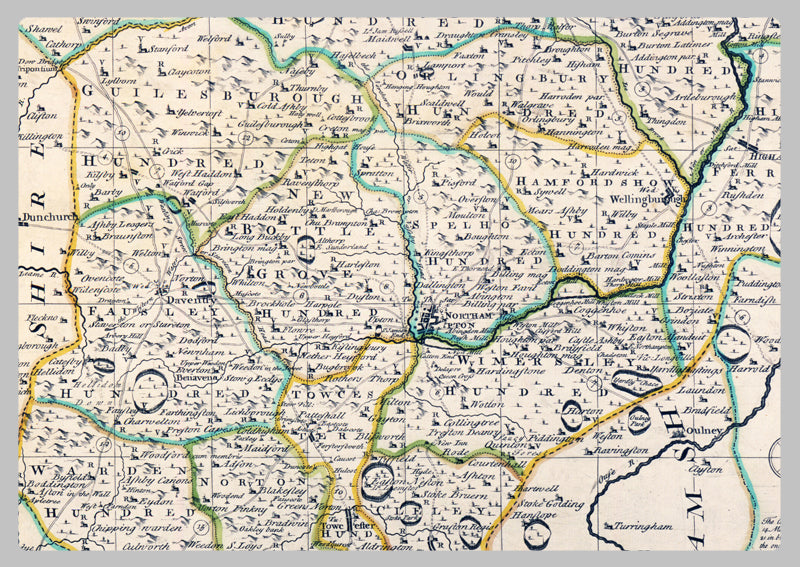 1760 - Map Of Northamptonshire by Emanuel Bowen