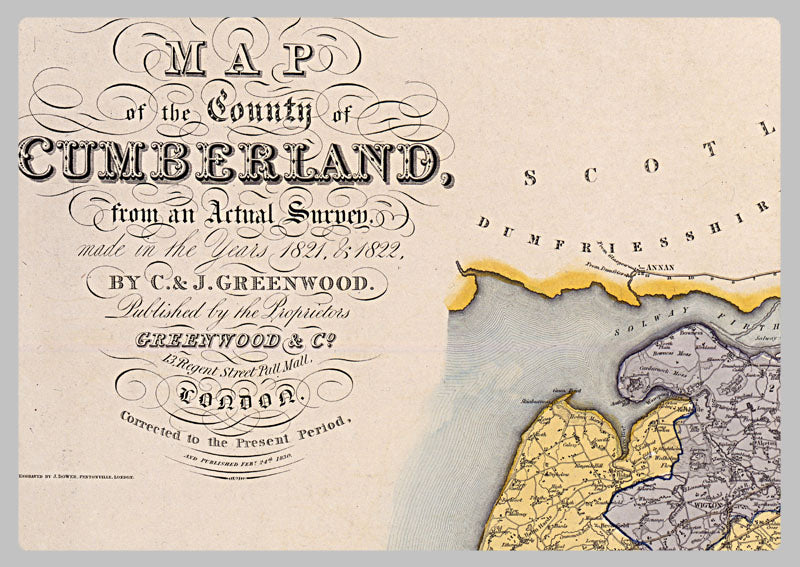 1830 - Map Of Cumberland by C.J Greenwood