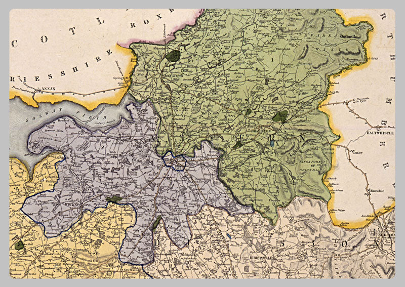 1830 - Map Of Cumberland by C.J Greenwood