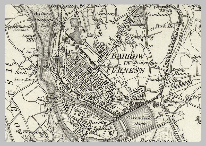 Barrow-In-Furness and Environs - Ordnance Survey of England and Wales 1870 Series