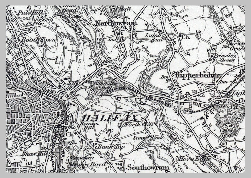 Halifax and Environs - Ordnance Survey of England and Wales 1870 Series
