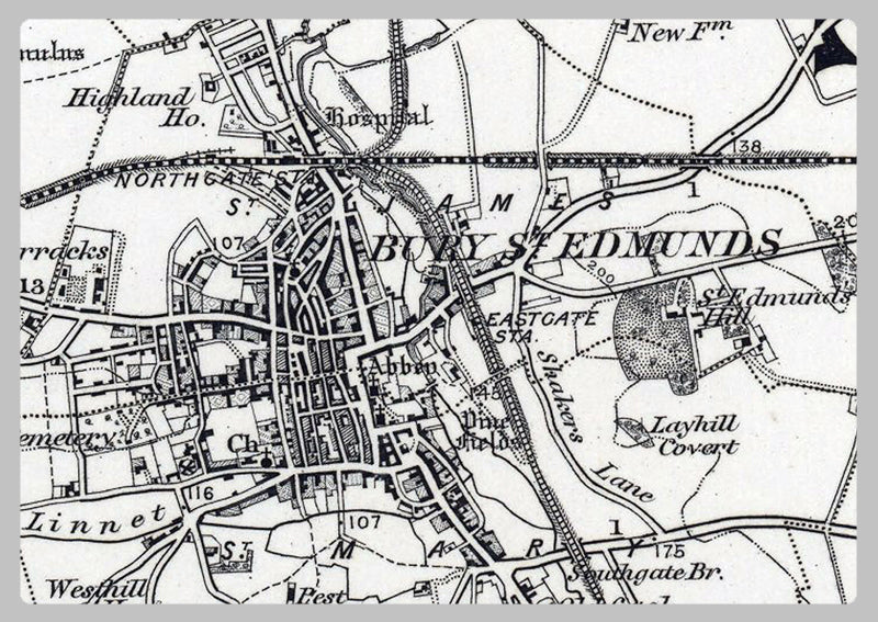 Bury St Edmunds and Environs Ordnance Survey Map 1870