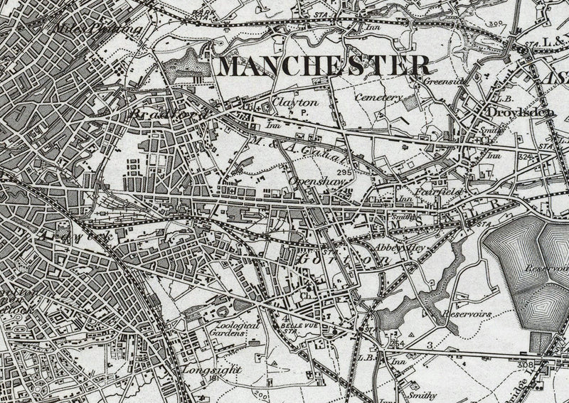 Manchester and Environs - Ordnance Survey of England and Wales 1870 Series