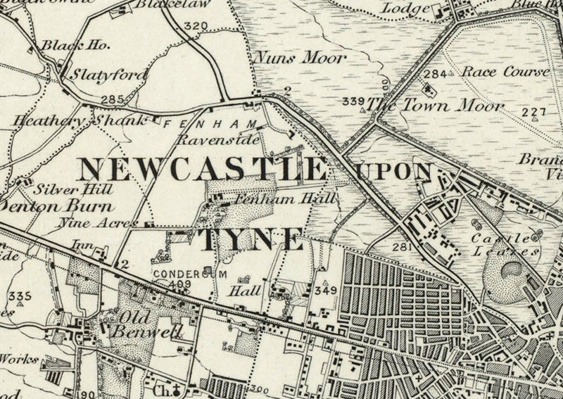 Newcastle and Environs Ordnance Survey Map 1870
