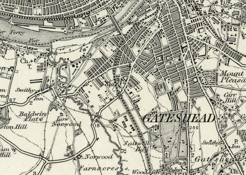 Newcastle and Environs Ordnance Survey Map 1870