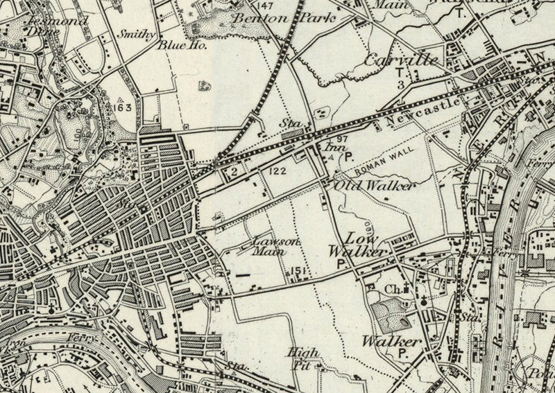 Newcastle and Environs Ordnance Survey Map 1870