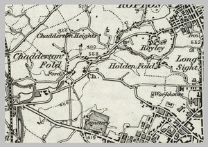 Oldham Postsode Map Oldham and Environs - Ordnance Survey of England and Wales 1870 Series ...