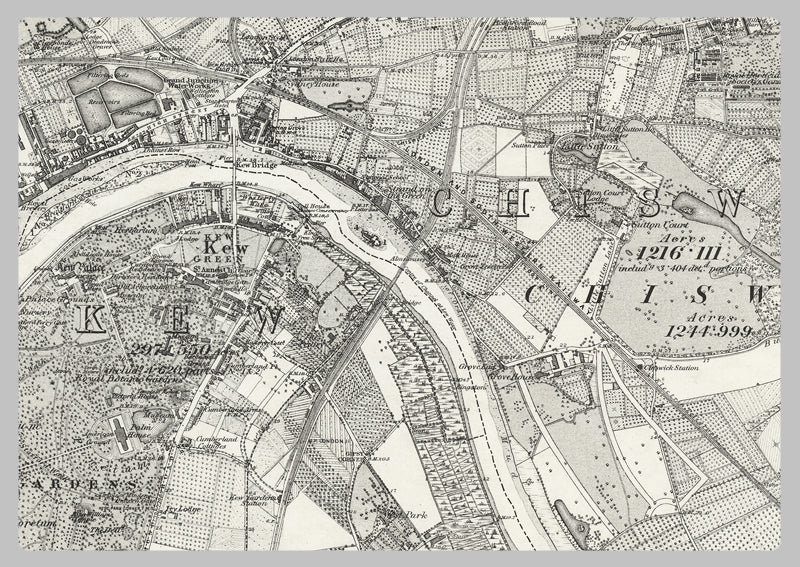 1870 South West London Ordnance Survey Map