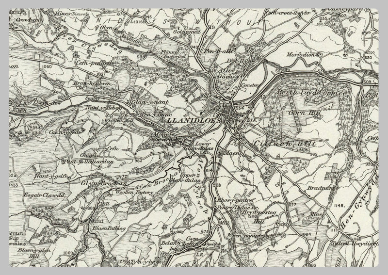 1890 Collection - Llanisdloes Ordnance Survey Map