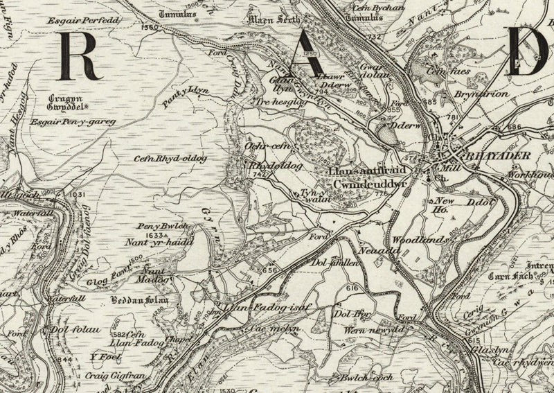 1890 Collection - Rhayader (LLanidloes) Ordnance Survey Map