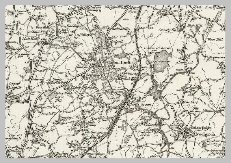 1890 Collection - Redditch (Birmingham) Ordnance Survey Map
