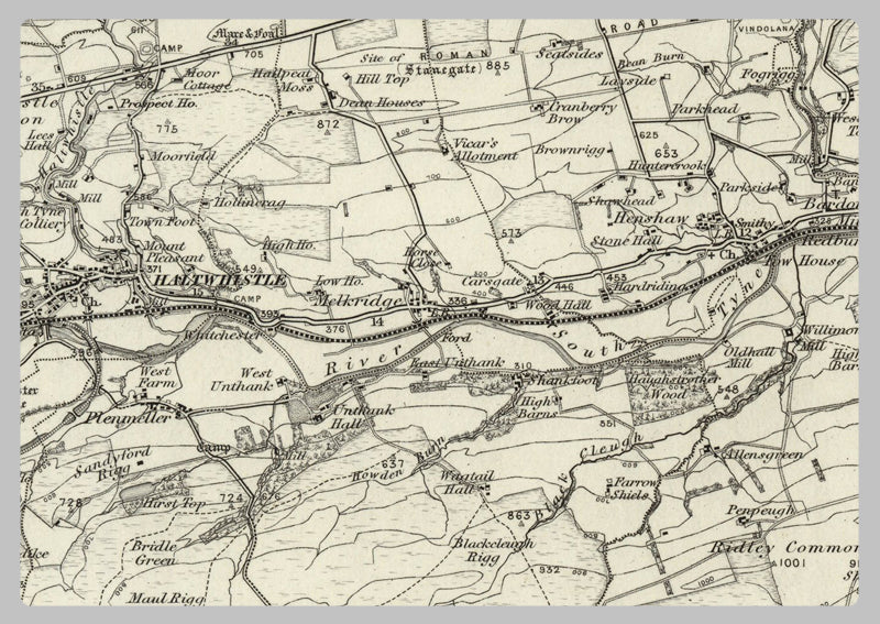 1890 Collection - Hexham (Bellingham) Ordnance Survey Map