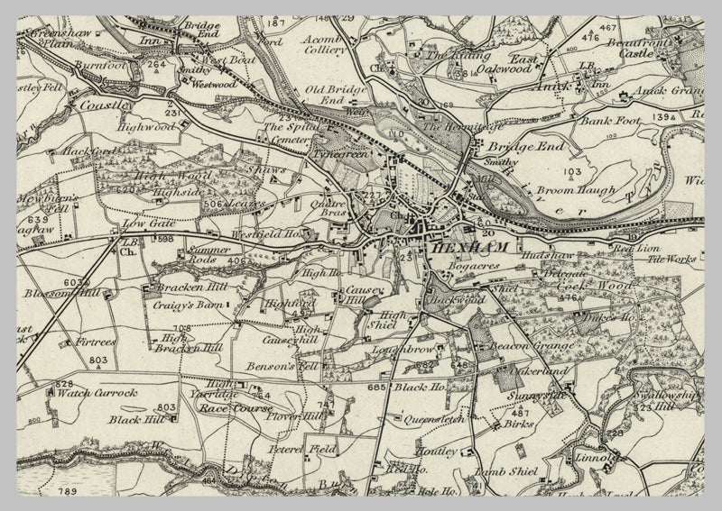 1890 Collection - Hexham (Bellingham) Ordnance Survey Map