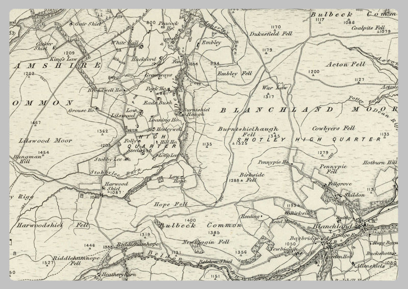 1890 Collection - Hexham (Bellingham) Ordnance Survey Map