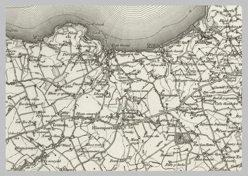 1890 Collection - Llangrangog (Aberaeron) Ordnance Survey Map