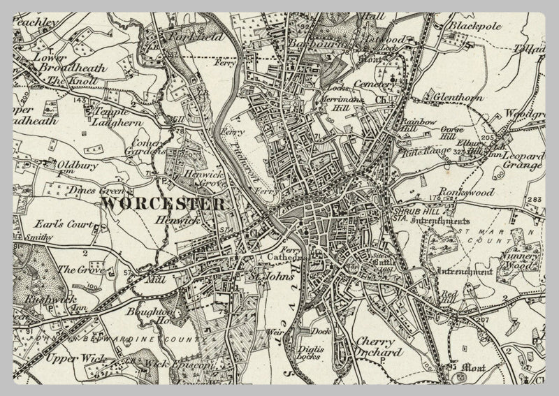 1890 Collection - Worcester (Droitwich) Ordnance Survey Map