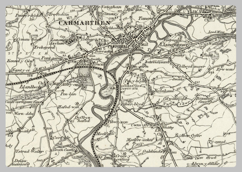 1890 Collection - Carmarthen (Newcastle Emlyn) Ordnance Survey Map