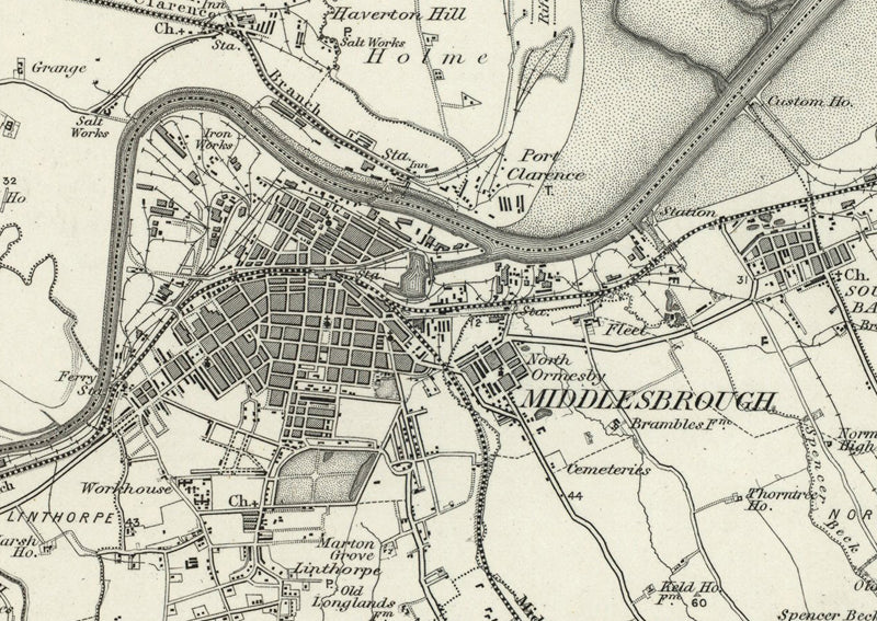 1890 Collection - Stockton on Tees (Durham) Ordnance Survey Map