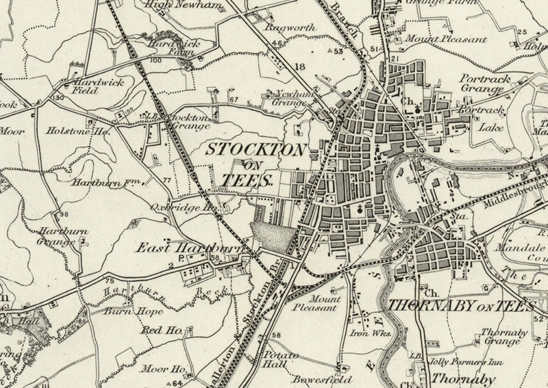 1890 Collection - Stockton on Tees (Durham) Ordnance Survey Map