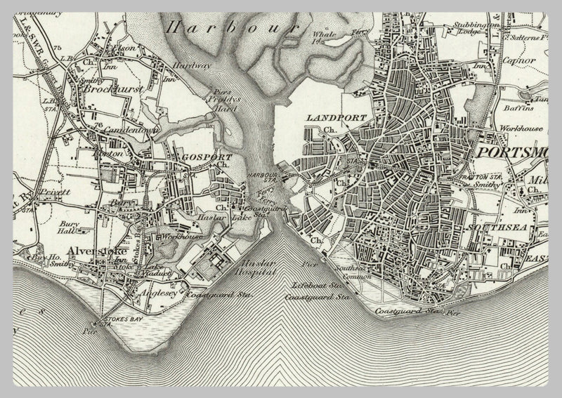 1890 Collection - Portsmouth (Fareham) Ordnance Survey Map