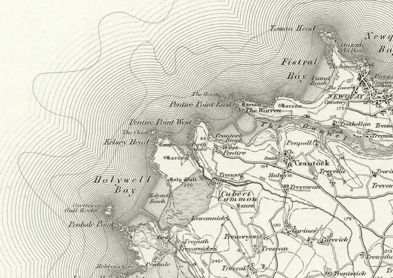 1890 Collection - Newquay (Trevose Head) Ordnance Survey Map