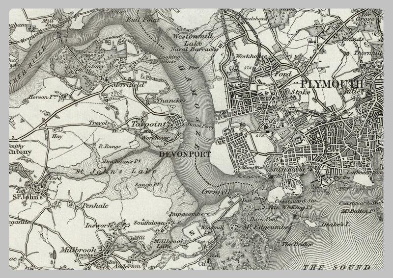 1890 Collection - Plymouth (Tavistock) Ordnance Survey Map