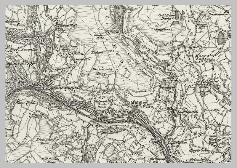 1890 Collection - Huddersfield (Bradford) Ordnance Survey Map