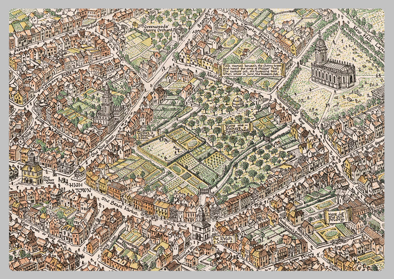 1923 - Illustrated Map of Birmingham by Bernard Sleigh