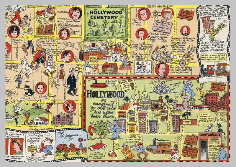 1930's - Hollywood Pictorial Map by Ruth Taylor White