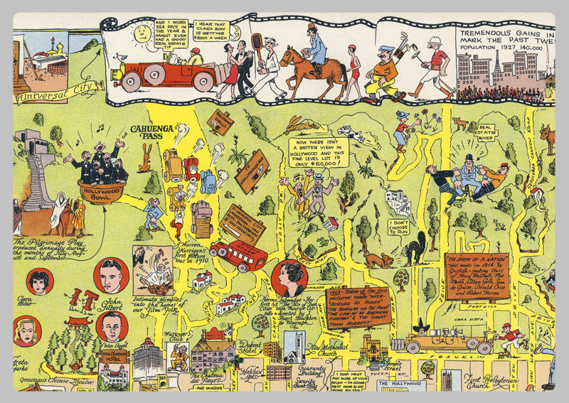 1930's - Hollywood Pictorial Map by Ruth Taylor White