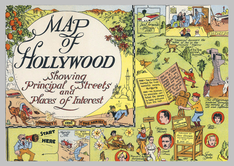1930's - Hollywood Pictorial Map by Ruth Taylor White