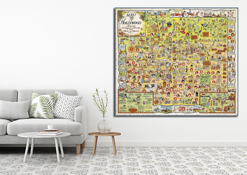 1930's - Hollywood Pictorial Map by Ruth Taylor White