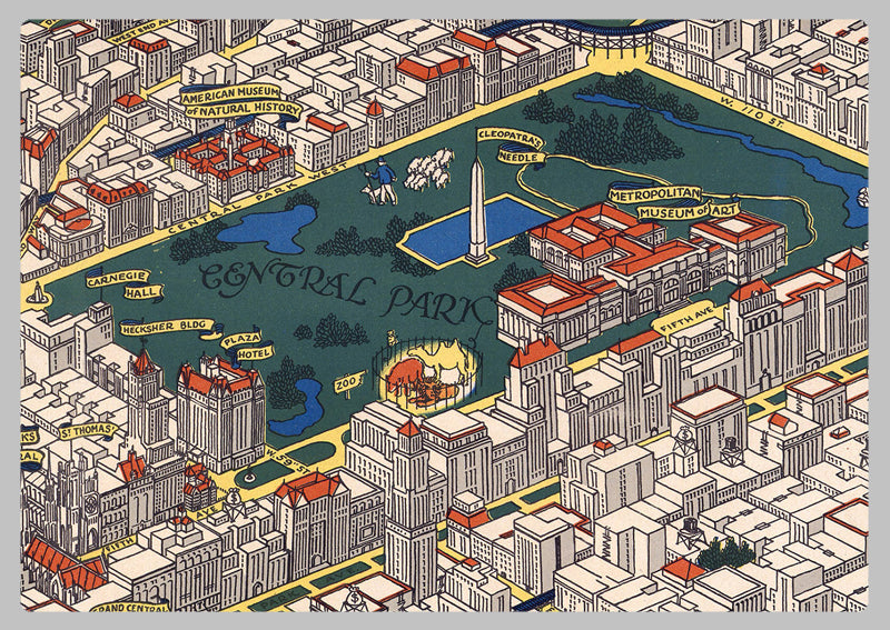 1926 Map of the Wondrous Isle of Manhattan